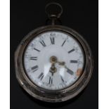 Worke of London hallmarked silver pair cased pocket watch with pierced gold hands, black Roman