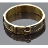 Victorian mourning buckle ring set with plaited hair