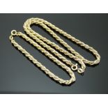 A 9ct gold bi-coloured rope twist necklace and bracelet, 13.9g