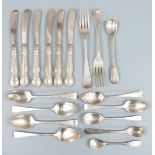 Quantity of Georgian and later hallmarked silver cutlery to include teaspoons etc, weight 259g