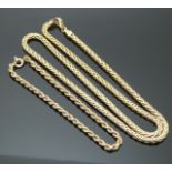 A 9ct gold necklace and 9ct gold rope twist bracelet, 10.7g