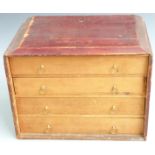 Pine collector's chest of four drawers with slide out front, W37.5 x D23.5 x H27cm.