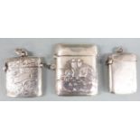 Two Edward VII hallmarked silver vesta cases, one Birmingham 1902 the other 1906 together with a