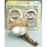 Hella Halogen Set 140, pair of car rally spotlights in original box and a Lucas spotlight