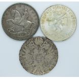 George V 1935 rocking horse crown together with a Maria Theresa and a 1968 Mexico Olympic 25 pesos