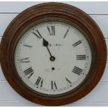 Late 19thC dial wall clock, the 31cm painted Roman dial signed Kemp Bros, Union St, Bristol in oak
