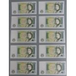 Ten series D consecutive J.B.Page £1 notes, uncirculated in original band N51 959448- N51 959457