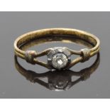 Georgian / early Victorian ring set with an old cut diamond, size I