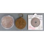 George V 1935 rocking horse crown, 1936 Edward VIII British West African penny and a WWI peace