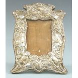 Art Nouveau hallmarked silver photograph frame to suit 6x4 inch photo, with easel back, Chester