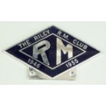 Riley RM Club enamel car badge, width 12cm together with a Riley Motor club badge