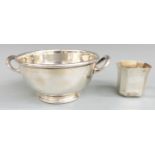 Octagonal hallmarked silver bowl with flared rim, Birmingham 1953 maker Harman Brothers, height 5cm,