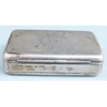 Victorian hallmarked silver snuff box with gilt interior, London 1860 maker Charles Rawlings &