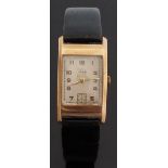 Verity 9ct gold wristwatch with subsidiary seconds dial, gold hands and Arabic numerals, silver face