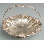 Victorian hallmarked silver swing handled basket with lobed design to main bowl, Sheffield 1845
