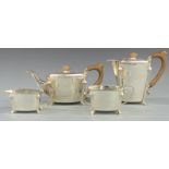 Mappin & Webb Art Deco hallmarked silver four piece teaset, Sheffield 1937, height of tallest