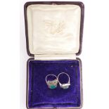Art Deco 9ct gold and silver ring set with paste and a silver ring set with agate and marcasite in