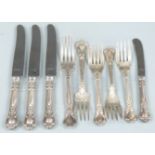 Quantity of Birks Sterling white metal cutlery comprising five forks (length of longest 17.5cm)
