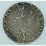 George III 1787 shilling with semeé of hearts