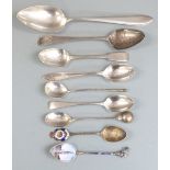 Quantity of hallmarked silver and white metal cutlery including Georgian and enamel examples, weight