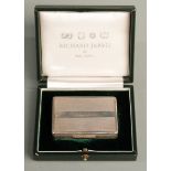 Modern hallmarked silver snuff box with engine turned decoration, London 2007, maker PJD Silver Ltd,