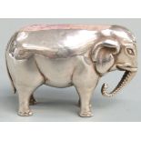 Edward VII novelty hallmarked silver elephant pin cushion, Birmingham 1905, makers mark rubbed but