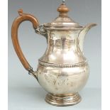 George V hallmarked silver hot water jug, Birmingham 1933 maker Blackmore & Fletcher Ltd, height