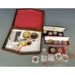 A collection of Sir Winston Churchill related coins and medal coins, includes a deluxe cased Toye