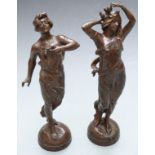 Two spelter figures in the classical style, height 32cm