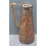 Keswick School of Industrial Arts Arts and Crafts covered jug or pitcher, relief decorated with