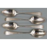 Set of four Irish bottom hallmarked table spoons, Dublin 1788 maker's mark IK, length 22cm, weight