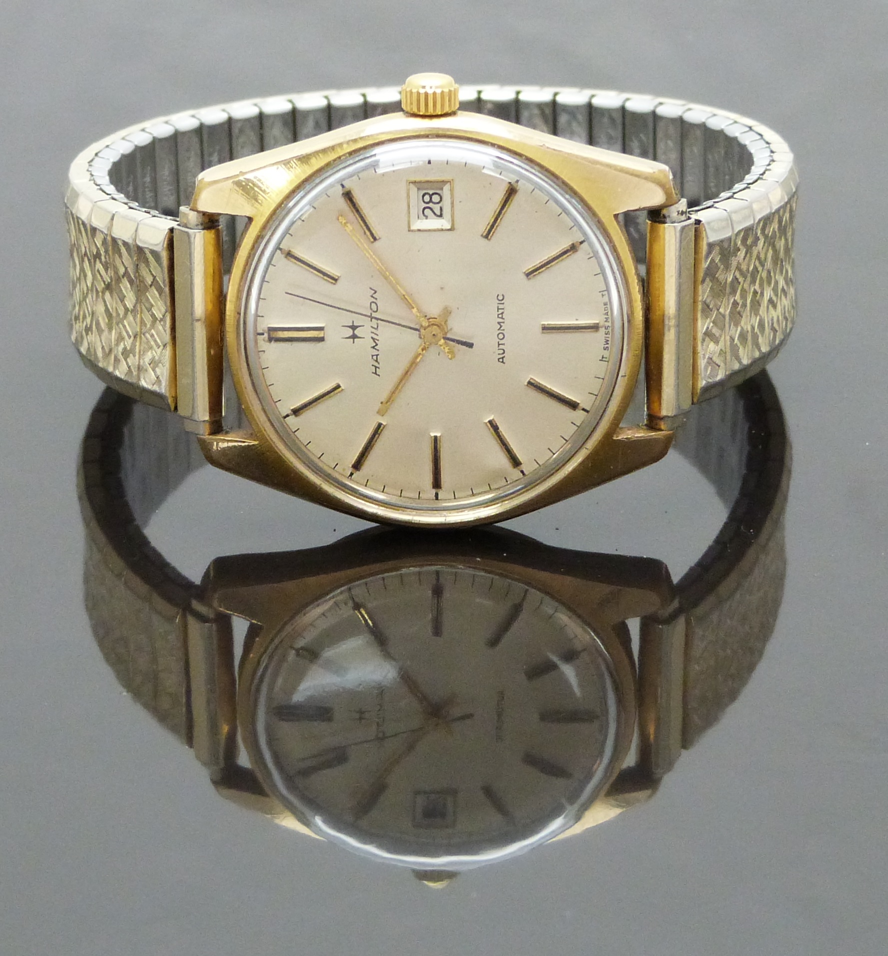 Hamilton gentleman's automatic wristwatch ref. 64060-4 with date aperture, gold hand, two tone baton - Image 2 of 3