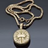 Victorian 9ct gold necklace made up of rectangular pierced links (12.7g) and a Victorian locket with