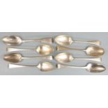 Eight Georgian and later hallmarked silver table spoons including a pair and a bright cut example,