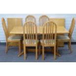 Skovby retro light elm or similar extending dining table with two extra leaves, size when extended