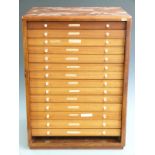 Mahogany fourteen drawer collector's cabinet with removable front, W44 x D34 x H61cm.