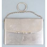 Edward VII hallmarked silver calling card case or purse with hinged lid and gilt interior, Chester