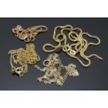 Four 9ct gold chains, 7.3g