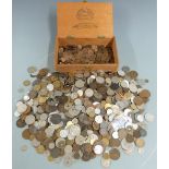 A large collection of world coinage to include a large quantity of 20thC India 1/12 Anna coins