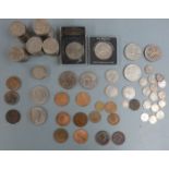 A collection of UK and silver coinage, pre 1947, including half crowns, 154g