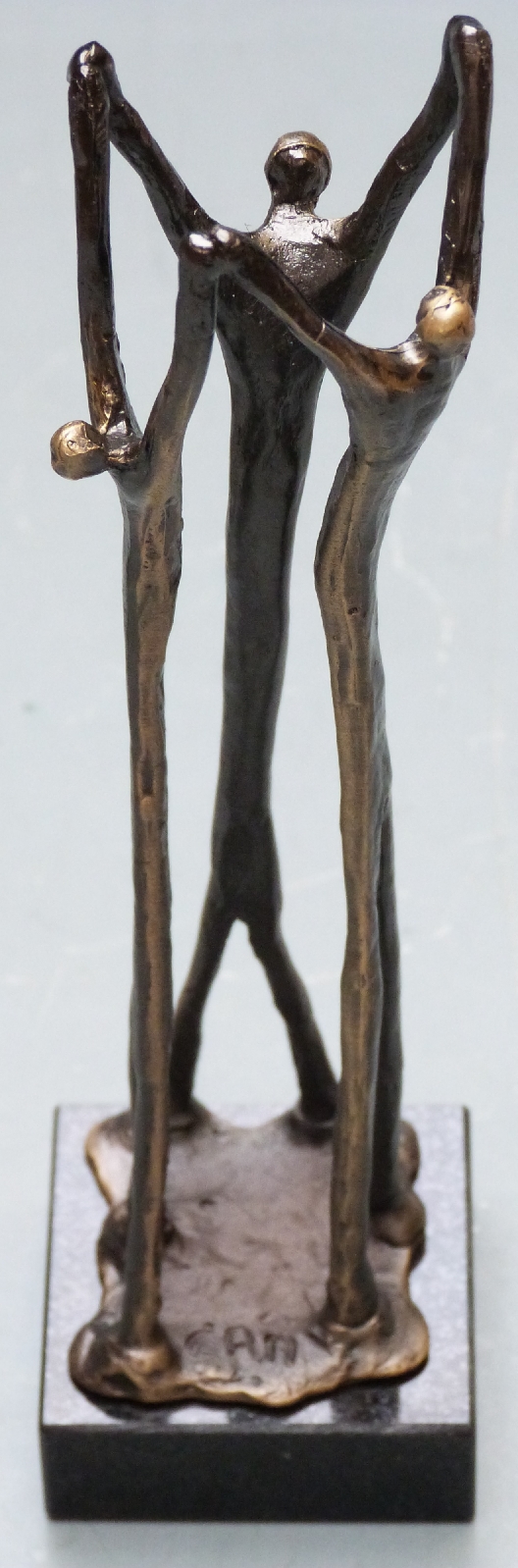 Two Artihove bronzes / bronze sculptures of people linking arms with maker's label to base, one - Image 2 of 5