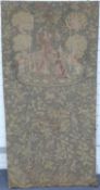 An 18th/19thC wool tapestry with figural decoration of two figures in a garden, animals and flowers,
