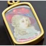 Victorian miniature painting depicting a lady, in pendant mount, 3 x 2cm