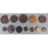 A small collection of various medal coins and tokens etc, George III onwards, including Bristol