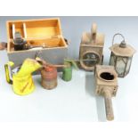 Motoring colletables comprising United Lubricants Ltd oil jug, two oil cans one marked Wesco,