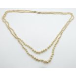 Faux pearl two strand necklace with 9ct gold clasp