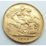 Queen Victoria 1900 veiled head  gold full sovereign, Sydney Mint