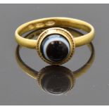 Georgian ring set with a banded agate cabochon, London 1813, size J, 1.96g