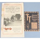 John Bull's 1921 TT motorcycle races souvenir booklet together with a 12 May 1934 Donnington Park