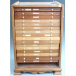 Mahogany sixteen drawer collector's cabinet with removable front, W45 x D36 x H67cm.